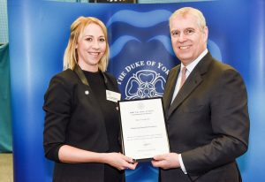 doyci Helena Bowman accepts the DOYCI from HRH The Duke of York